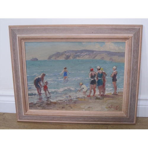 409 - ALFRED EGERTON COOPER. At the Seaside, signed with initials, oil on board, 12 x 15 1/2in