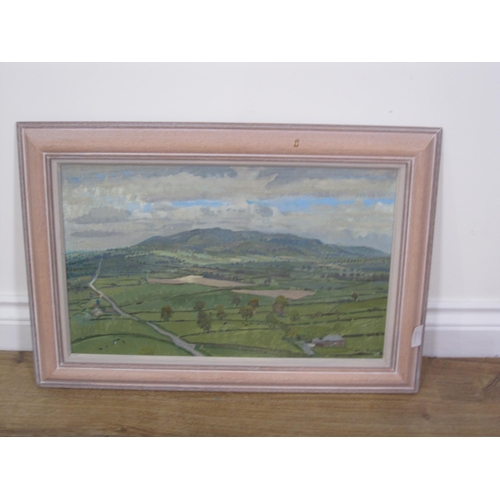 414 - PIERS BROWNE. 'From Montgomery Castle', signed, and dated 1989, oil on canvas board, 11 1/2 x 18 1/2... 