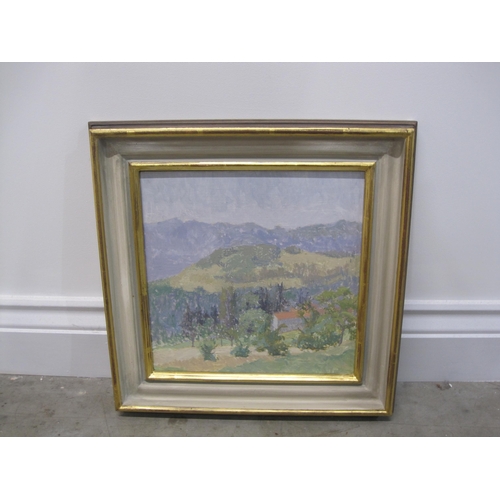 414 - PIERS BROWNE. 'From Montgomery Castle', signed, and dated 1989, oil on canvas board, 11 1/2 x 18 1/2... 