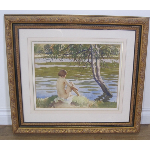 424 - FRANK JAMESON ARWA. By a River, signed, watercolour, 13 1/2 x 17in