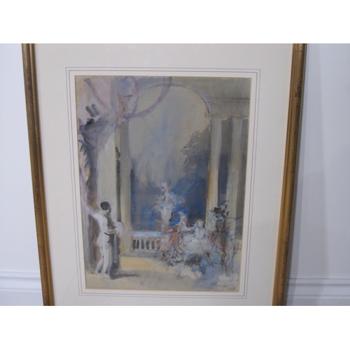 425 - WALTER ERNEST WEBSTER. Actors in an architectural setting, watercolour and pastel, 18 x 12 1/2in