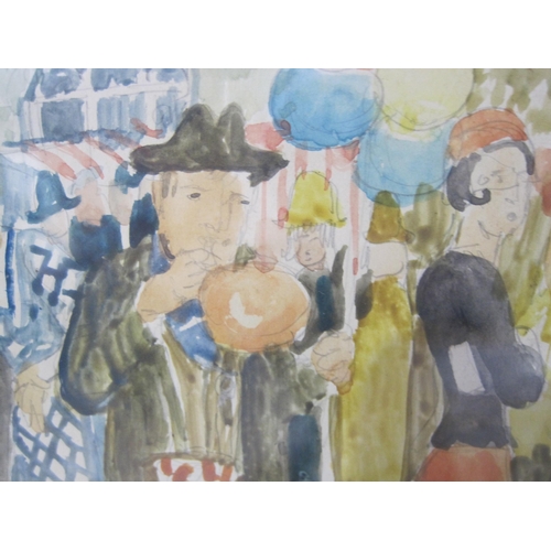 426 - NOEL LAURA NISBET RI. At a Fairground, watercolour, 6 1/2 x 12in