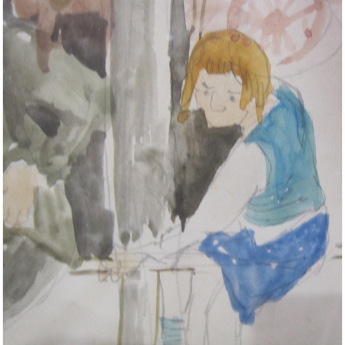 426 - NOEL LAURA NISBET RI. At a Fairground, watercolour, 6 1/2 x 12in