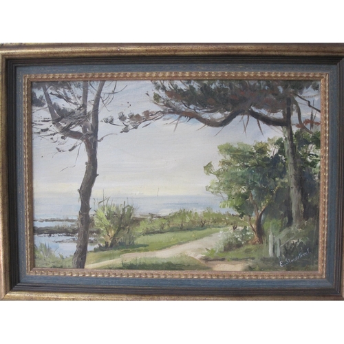 430 - E. STANESTREET. A Coastline with Trees, signed, oil on board, 12 x 18in