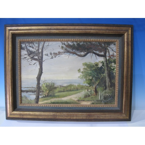 430 - E. STANESTREET. A Coastline with Trees, signed, oil on board, 12 x 18in