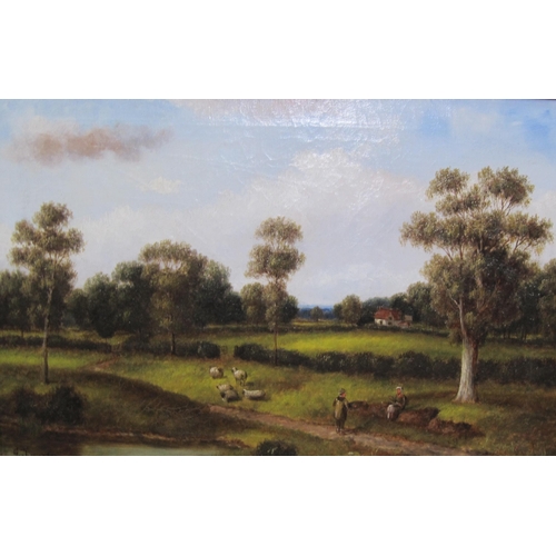 433 - G. THOMPSON By a River; and On a Country Track, signed, oil on canvas, 16 x 24in; a pair(2)