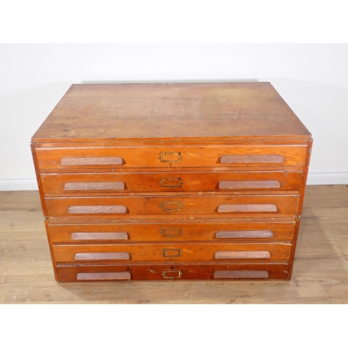 454 - An oak Plan Chest of six drawers 3ft 9in W x 2ft 6in H