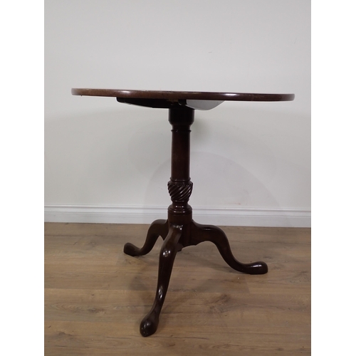 468 - A George III mahogany Pillar Table with circular tilt top on barrel turned column and tripod base 2f... 