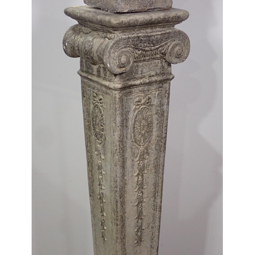 471 - A concrete Bust of a Woman on Regency style tapering Column 5ft 8in H