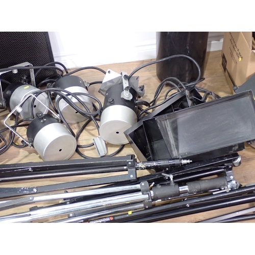 488 - Four Bowens Quad 4000 Lights, three Quad 2000 Control Units, various Tripods and other lighting equi... 