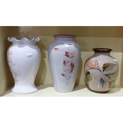 740 - A Denby 'Encore' Vase, a Bouquet Vase and a Twilight Vase