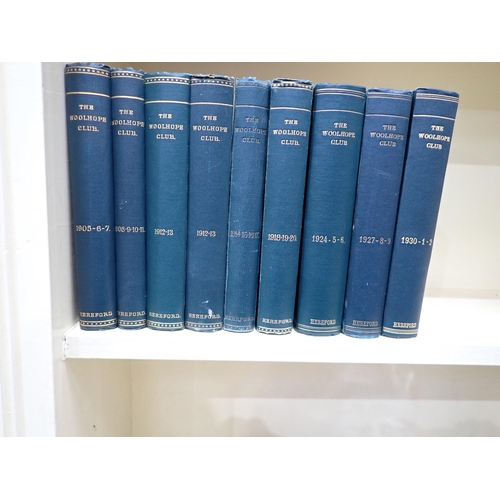 1 - Twenty nine bound volumes of Woolhope Club Transactions, various dates late 19th century to early 20... 