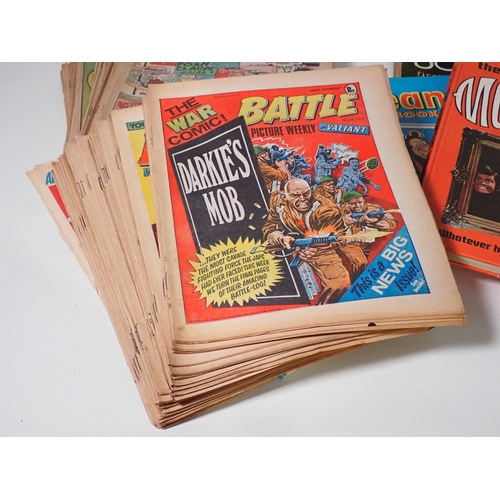 164 - A collection of 1970s UK Comics including Cheeky, Whizzer and Chips and Battle and twelve Annuals in... 