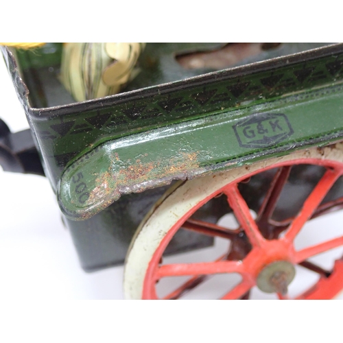 173 - A rare boxed Greppert & Kelch pre-war tinplate clockwork Horse and Cart