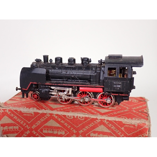 216 - A part boxed Marklin HO gauge 3-rail 2-6-0 Locomotive and Tender, a boxed 3-rail 0-6-0 Tank Locomoti... 