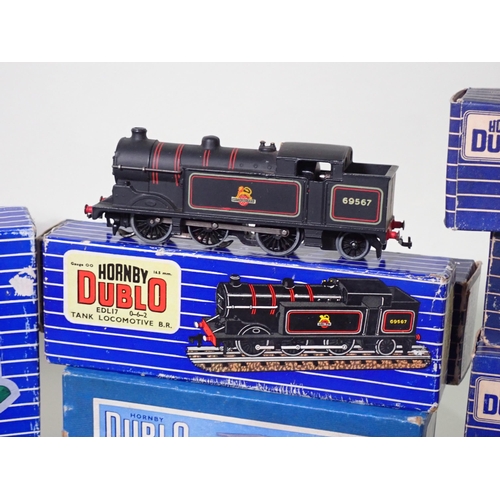 225 - A boxed Hornby-Dublo 3-rail 0-6-2 Tank Locomotive in B.R. black livery, boxed D14 Suburban Coach, bo... 