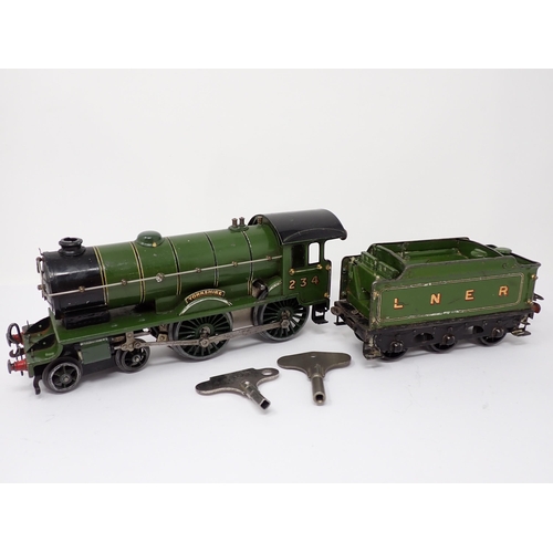 233 - A boxed Hornby 0 gauge No.2 Special clockwork 4-4-0 Locomotive 'Yorkshire' in L.N.E.R. green livery