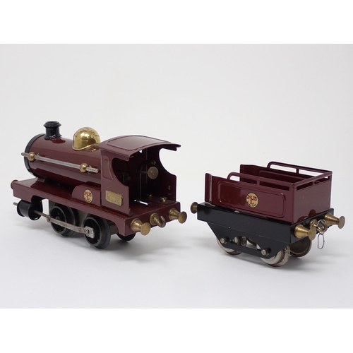 246 - An unboxed Hornby 0 gauge clockwork Series 0 No.1 0-4-0 Locomotive and Tender in maroon No.2710