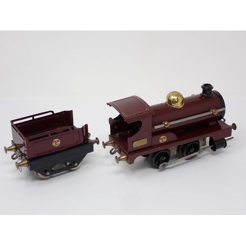 246 - An unboxed Hornby 0 gauge clockwork Series 0 No.1 0-4-0 Locomotive and Tender in maroon No.2710