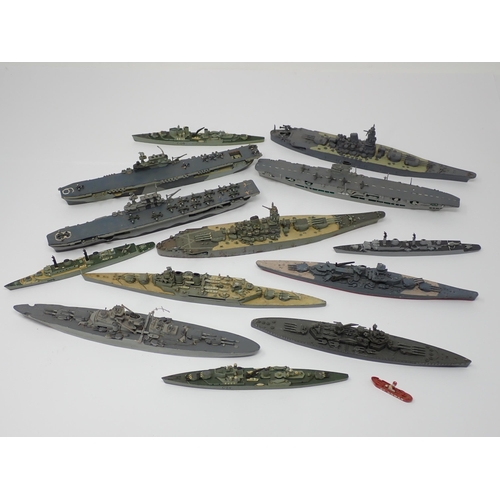 262 - Two boxes of completed and unbuilt small scale Ship plastic Kits, various Tri-ang Minic Ships and Co... 