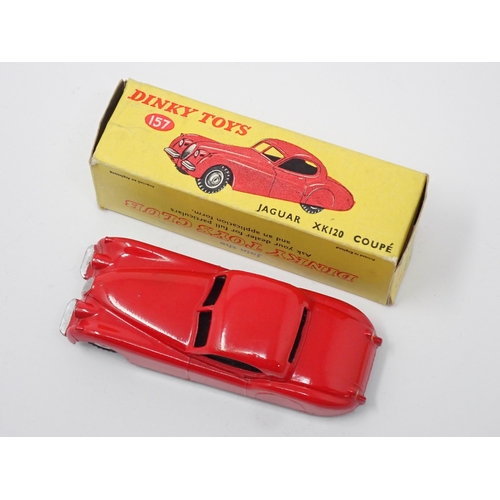 270 - A rare Dinky Toys No.157 red Jaguar XK120 with spun hubs