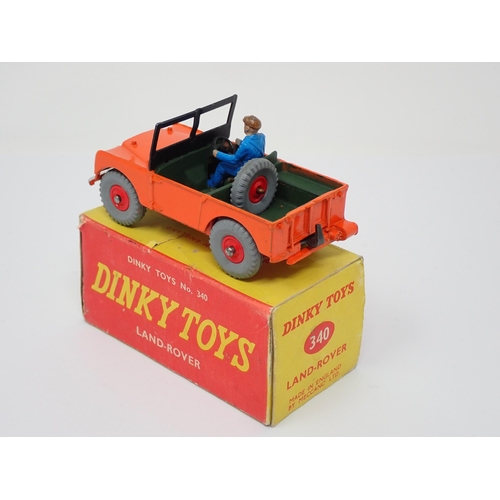 291 - A rare boxed Dinky Toys No.340 orange and green Land Rover with plastic hubs