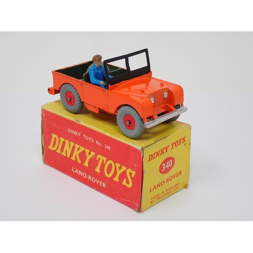 291 - A rare boxed Dinky Toys No.340 orange and green Land Rover with plastic hubs