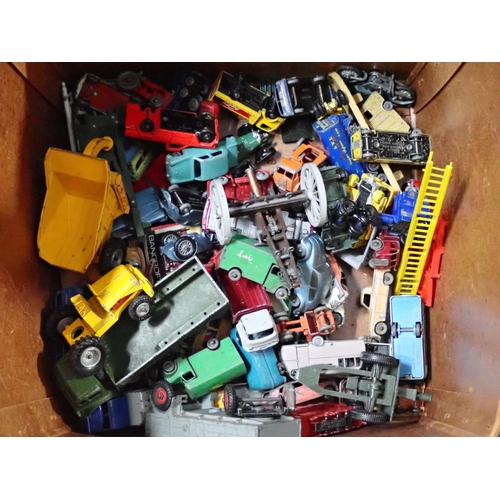 301 - A box of play worn diecast Models including Corgi Chipperfields Circus, Corporal Erector Vehicle, Ja... 