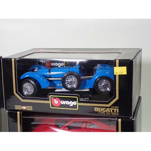 305 - Six boxed Burago 1/18 scale Models including Ferrari GTO, Lamborghini Diablo, Chevrolet Corvette, et... 