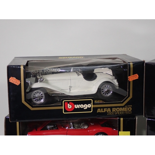 305 - Six boxed Burago 1/18 scale Models including Ferrari GTO, Lamborghini Diablo, Chevrolet Corvette, et... 