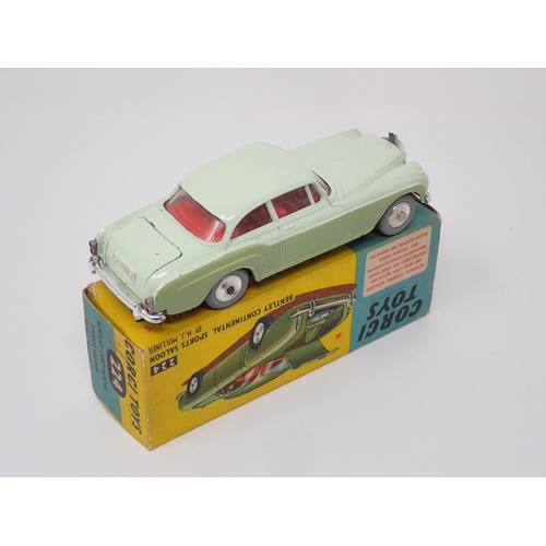 332 - A boxed Corgi Toys No.224 green and cream Bentley Continental Saloon