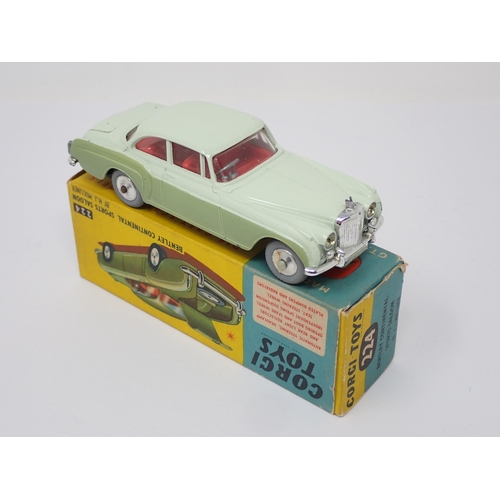 332 - A boxed Corgi Toys No.224 green and cream Bentley Continental Saloon