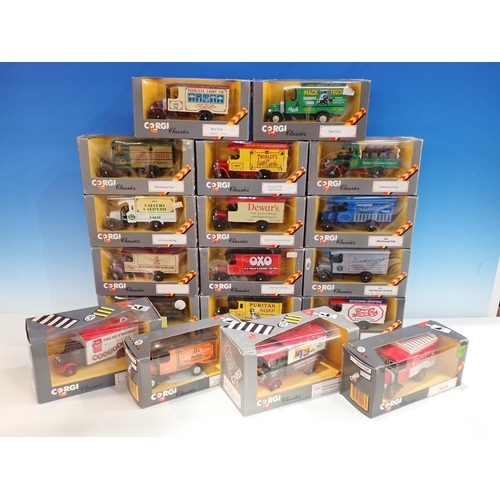 343 - Thirty one boxed Corgi Classics including Police 1929 Thornycroft Van, a Bedford 0 Series Van, Carte... 