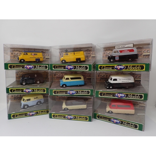 345 - Twelve boxed Corgi Classic Models including Morris J Van, Bedford CA Van, Bedford Dormobile, etc.