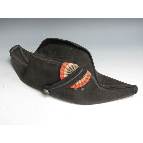 361 - A 19th Century military Dress peaked Hat and a French Bicorn Hat by Maison Mercier & Corpet, Paris