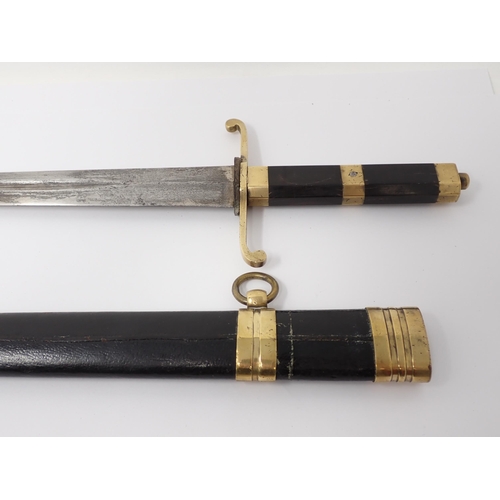 420 - A Georgian style 5-ball British Naval Dirk with ivory effect grip in leather scabbard and a 19th Cen... 