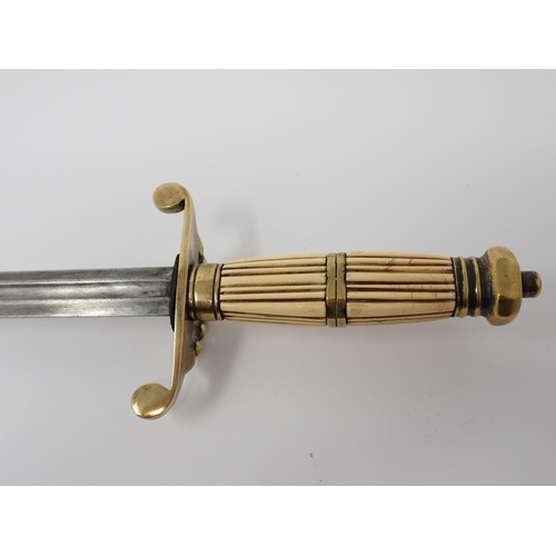 420 - A Georgian style 5-ball British Naval Dirk with ivory effect grip in leather scabbard and a 19th Cen... 