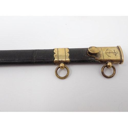 420 - A Georgian style 5-ball British Naval Dirk with ivory effect grip in leather scabbard and a 19th Cen... 