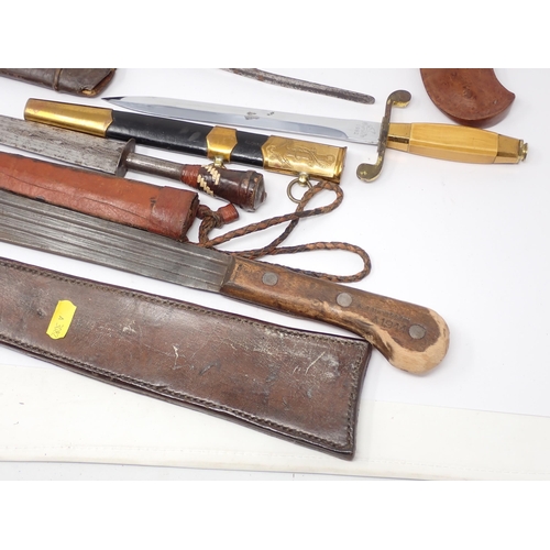 428 - An Indian Katar, Kris, West African Dagger, Naval Dirk and a Sheath Knife