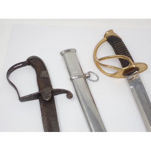 440 - An antique, possibly 18th Century Cavalry type Sabre with wooden grip and a 20th Century Dress Sword... 