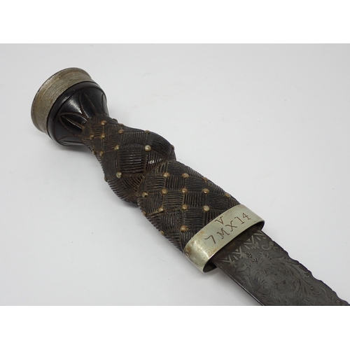 442 - A late Victorian Highland Regimental Dirk by Mole, etched blade dated 1900 at the Ricasso