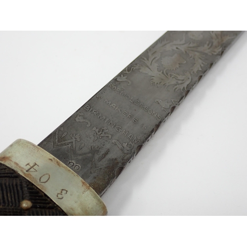 442 - A late Victorian Highland Regimental Dirk by Mole, etched blade dated 1900 at the Ricasso