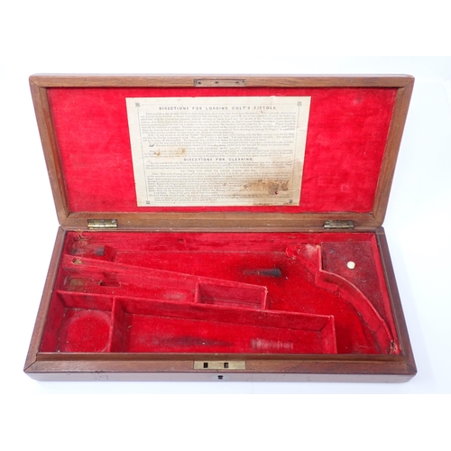 445 - A rare original London Colt Case for a Navy Revolver with original directions of use label and fitte... 