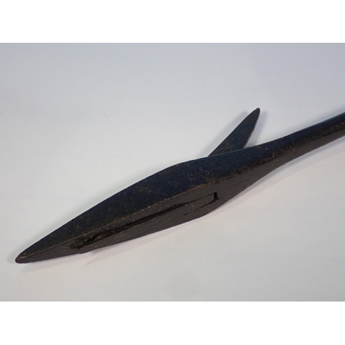 454 - A 19th or early 20th Century iron Whaling Harpoon Head with hinged barb 2ft 1in L