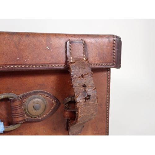 460 - An antique leather Cartridge Magazine with leather lifting straps A/F 1ft 4in W x 6in H