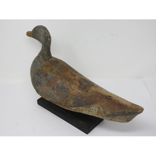 471 - Two carved and painted Continental Duck Decoys, one with tethering weight