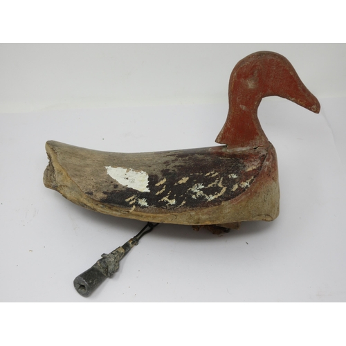 471 - Two carved and painted Continental Duck Decoys, one with tethering weight