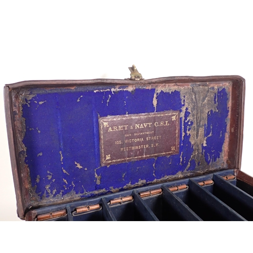 485 - An Army & Navy Cartridge Magazine for 500 cartridges, with leather lifters and velum covered divider... 