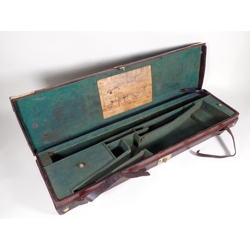 487 - A leather brass bound fitted Gun Case by John Dickson, Edinburgh A/F 2ft 9in W x 9in D