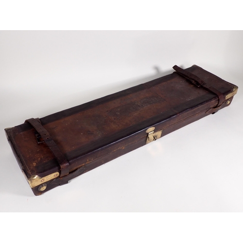 487 - A leather brass bound fitted Gun Case by John Dickson, Edinburgh A/F 2ft 9in W x 9in D